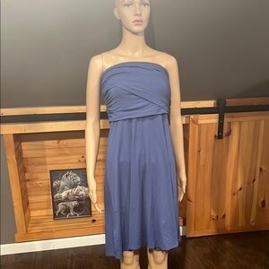Ann Taylor Blue Strapless Pleated Sundress